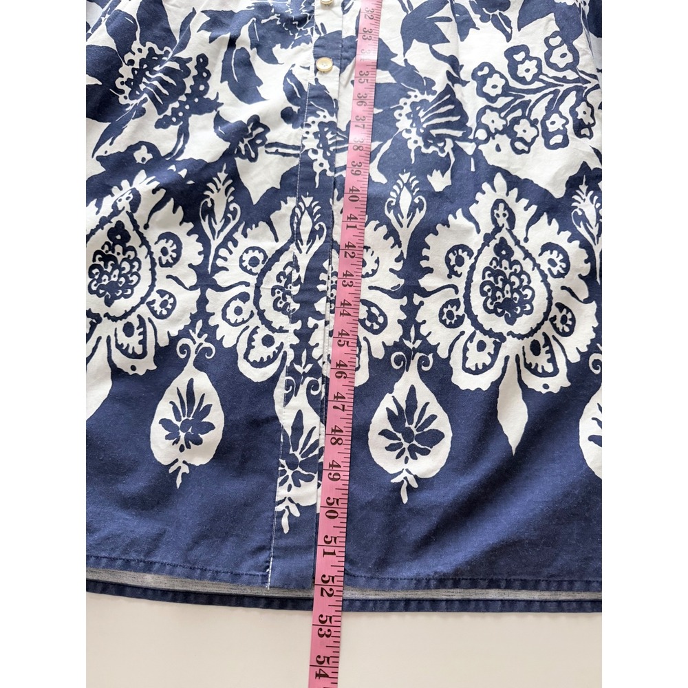Joie Blue White Floral Cotton Midi Shirtdress Belted Short Sleeve Pockets Large - Picture 13 of 13